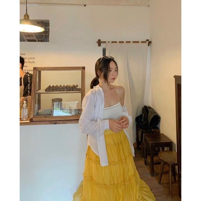 SET ÁO HAI DÂY ÁO SƠ MI KÈM CHÂN VÁY