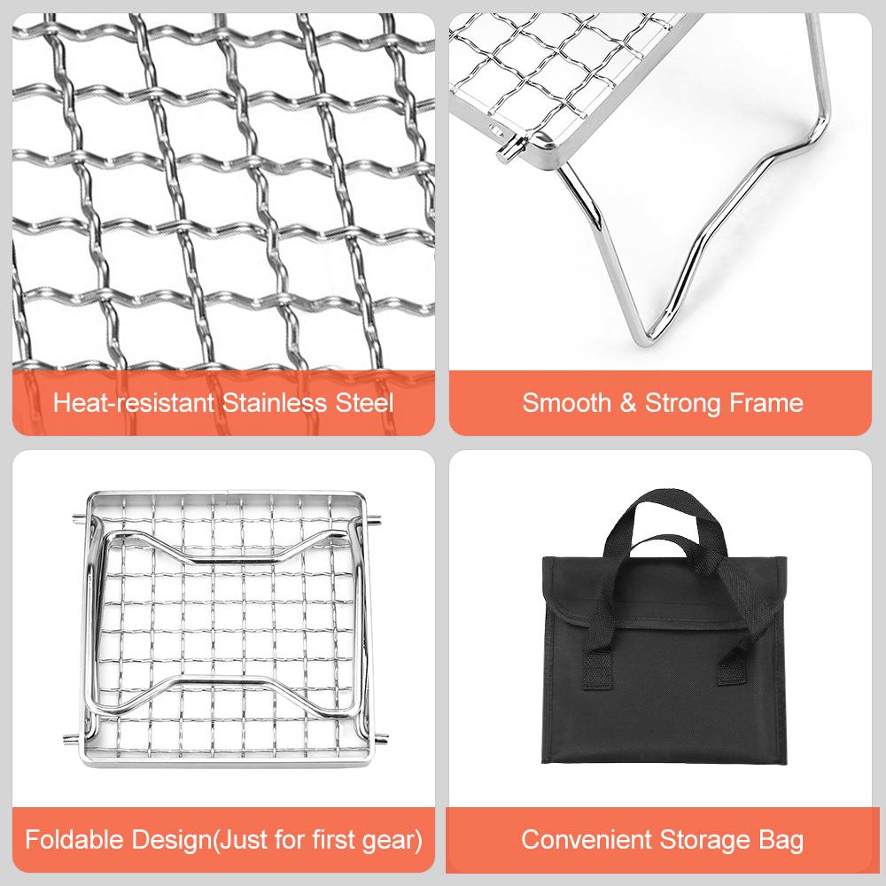 Mini Stainless Steel Grill Folding Stove Stand Barbecue Grill Camping Pot Holder BBQ Net Ultralight Firewood Rack Plate
