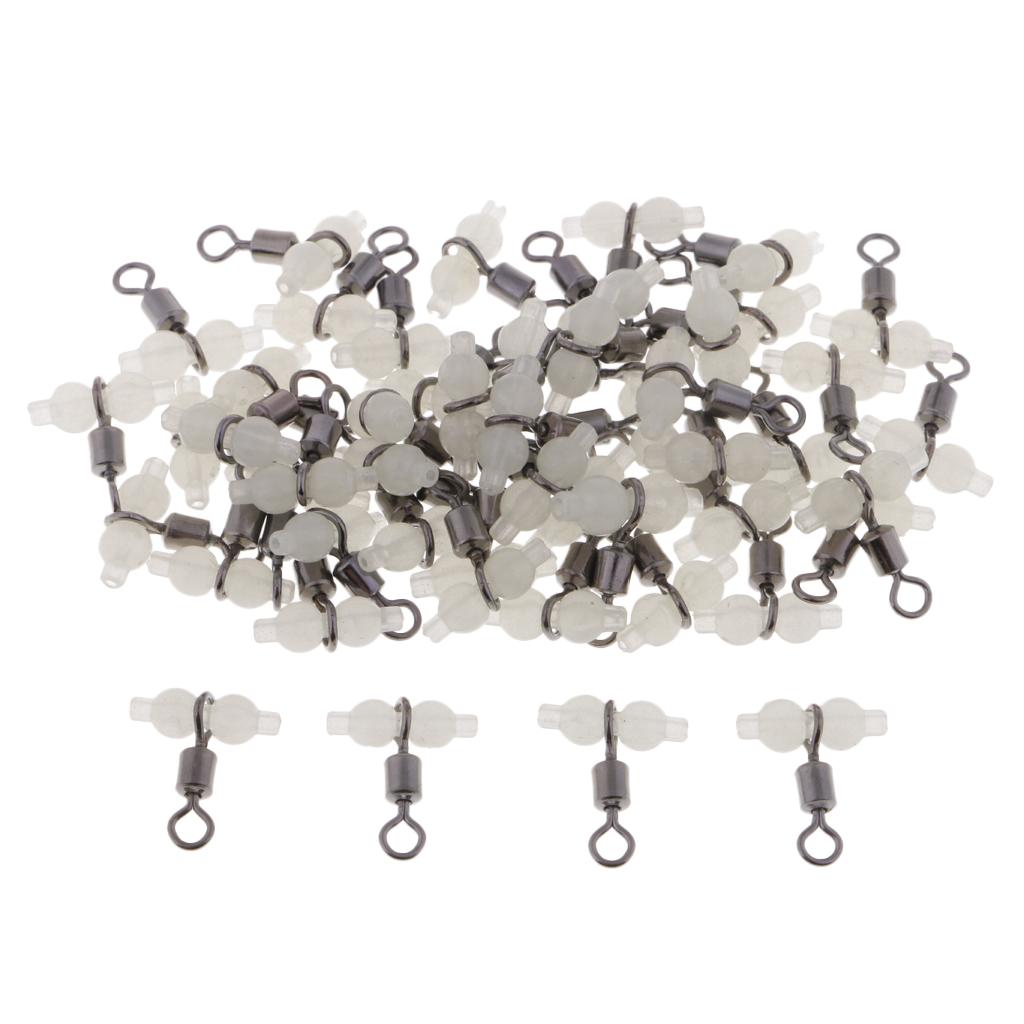50x Luminous Gourd Rolling Swivel 3 Way Cross Line Connector Sea Fishing S