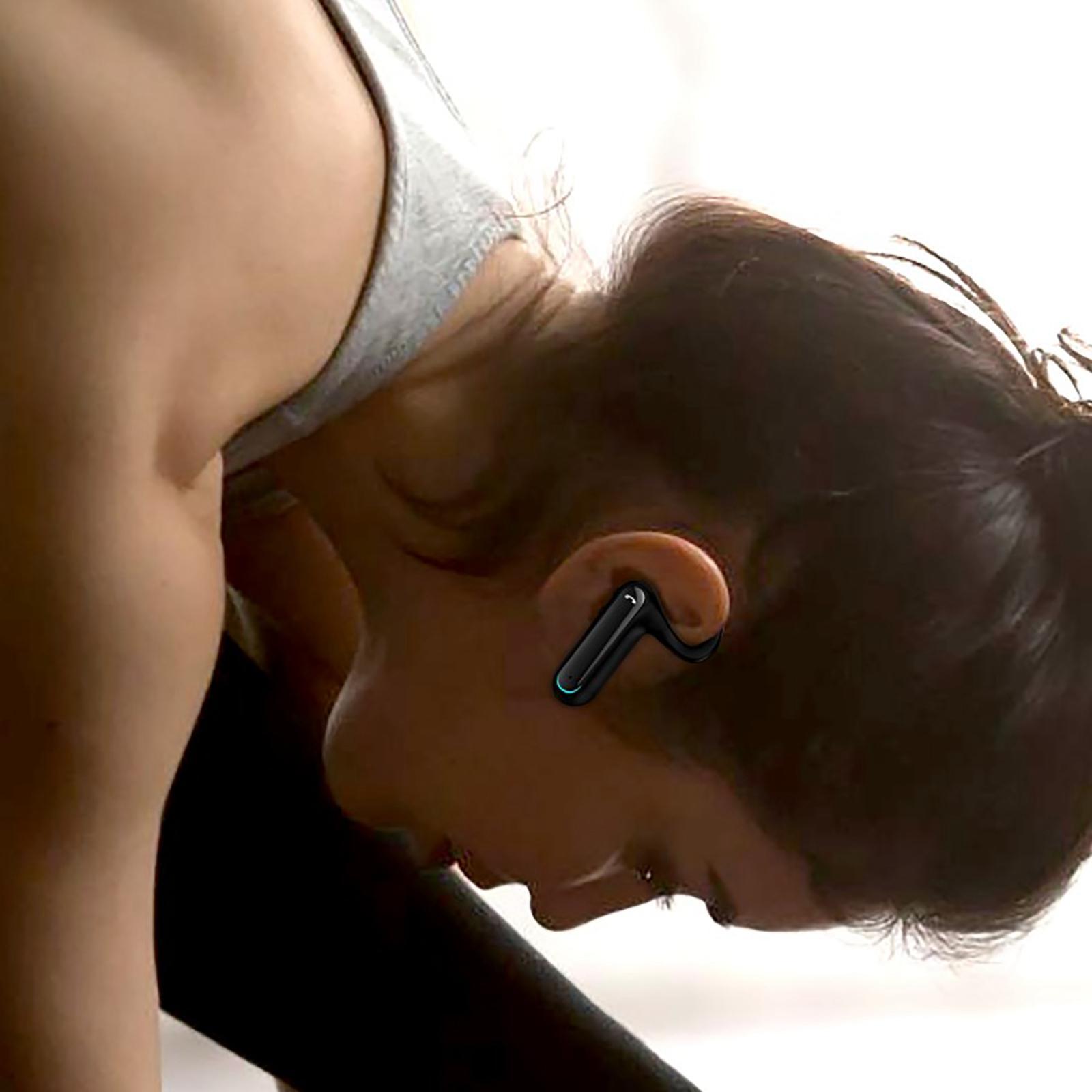 BT 5.0 Bluetooth Headset Ear Hook Waterproof Lightweight Hands Free Headphones for Office