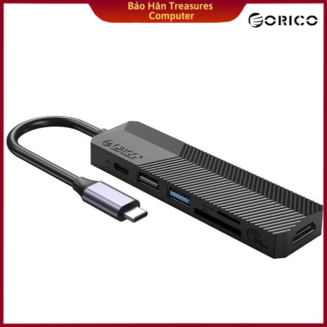 Đế Cắm Đa Năng 6 Trong 1 Cổng Type C Orico MDK-6P-BK-BP Hàng Chính Hãng