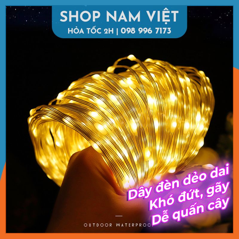 [Năng Lượng Mặt Trời] Dây Led Hạt Gạo Đời Mới Chống Nước, Quấn Cây, Chịu Mưa Nắng Kèm Remote