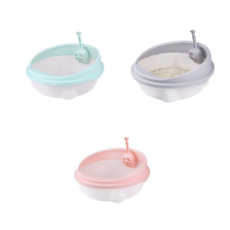 Chậu cát hình tròn cho mèo tặng kèm xẻng - Genyo cat litter box 015