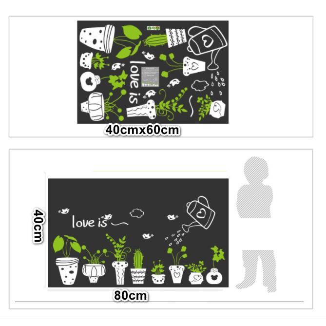 Decal trang trí tường - Nhiều chậu họa tiết trắng ( 2 màu trắng - đen tùy chọn)