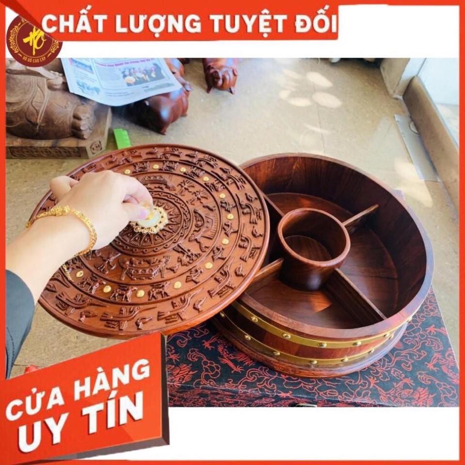 Khay Đựng Bánh Kẹo Mứt Tết Bằng Gỗ Hương Mẫu Trống Đồng Đông Sơn