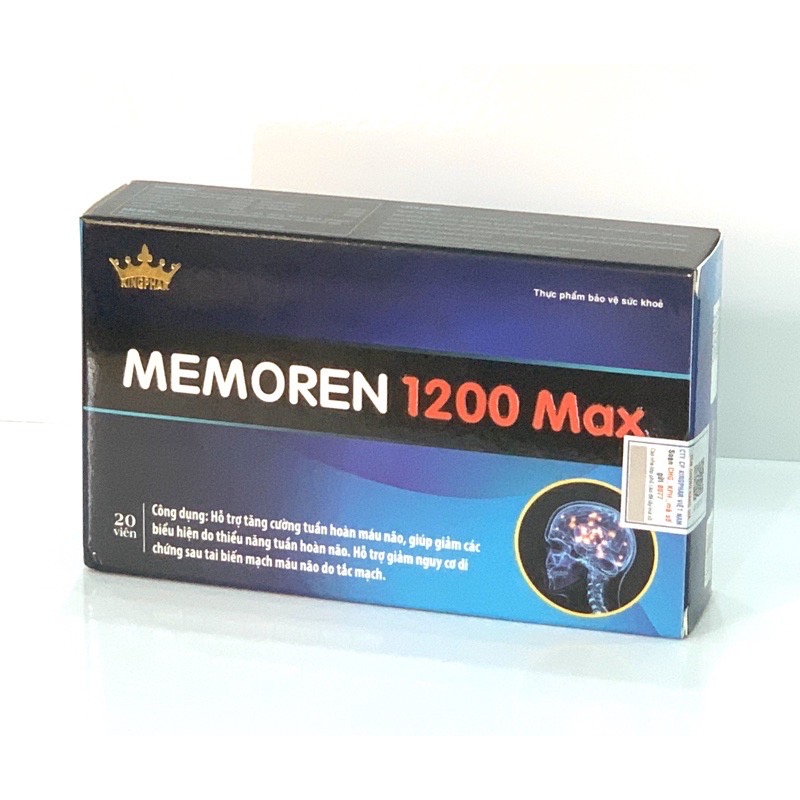 Viên uống Memoren 1200 Max Kingphar, hộp 30v, tăng tuần hoàn não, giảm đau đầu, cổ vai, gáy