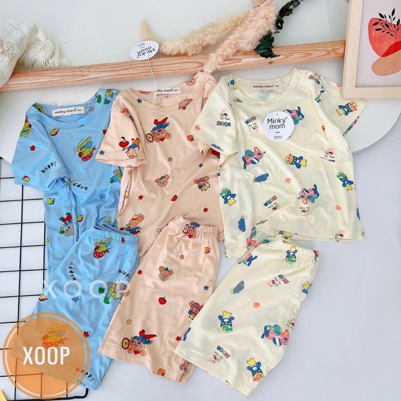 (Nhí 10-20kg) Bộ cộc tay thun lạnh Minky mom loại 1 in hoạ tiết máy bay hươu cho bé (SP002179 ) shop phúc yến