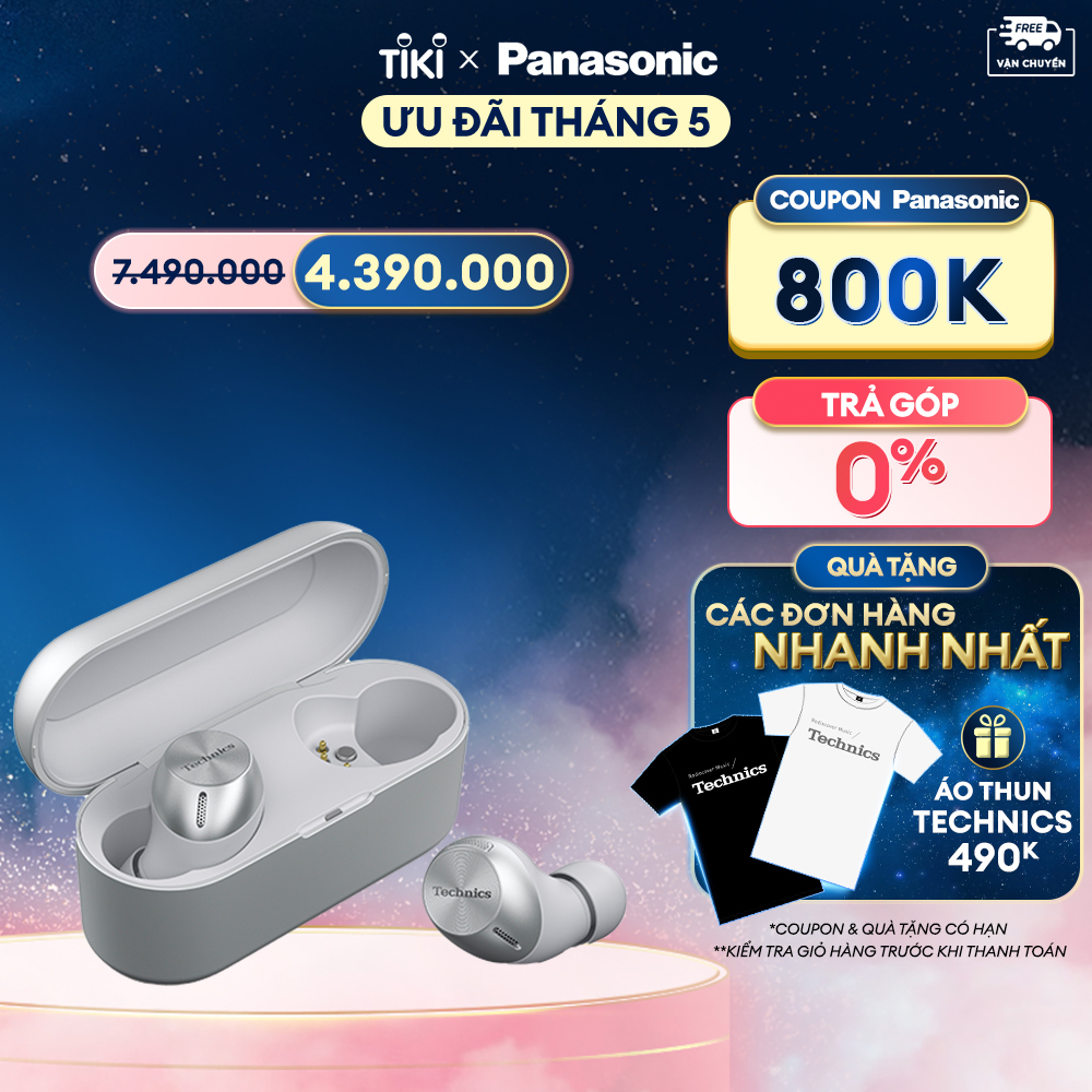 Tai nghe Panasonic Bluetooth Không dây True Wireless Technics EAH-AZ60E-S - Màu bạc - Hàng chính Hãng