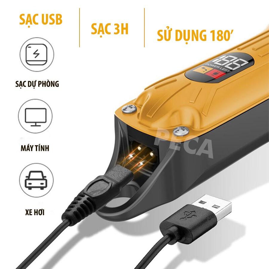 Tông đơ cắt tóc chuyên nghiệp Kemei KM-802 màn hình LCD hiển thị công suất mạnh mẽ 10W sạc nhanh pin trâu