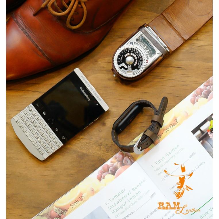 DÂY DA BÒ THẬT MAY TAY CHO MIBAND 5 - DA BÒ NÂU ĐẤT - CHÍNH HÃNG RAM LEATHER - MI BAND 5 BROWN COW LEATHER STRAPS