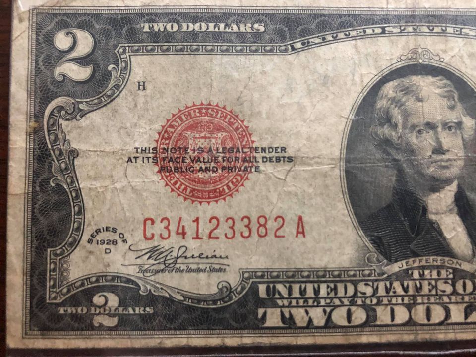 Tờ 2 dollars 1928, tiền cổ Mỹ gần 100 năm tuổi sưu tầm