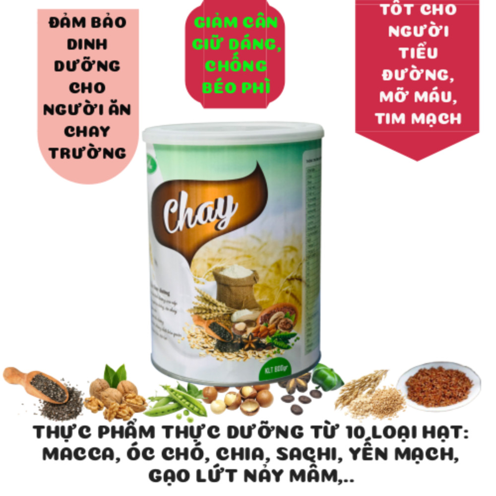 Chay - Dinh dưỡng từ 10 loại hạt dinh dưỡng-800gr 1 hộp-dùng cho người ăn chay, giảm cân, tiểu đường, người ăn kiêng vì bệnh.
