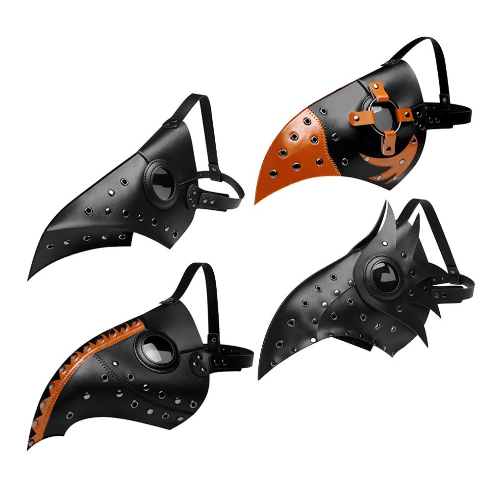 Breathable Steampunk Plague Doctor Full Face Mask Bird Beak Mask Halloween Costume Props Black Brown Dance Masks