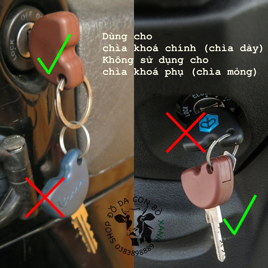 Bao Da dành cho chìa khóa loại dày Vespa hoặc Piaggio handmade da thật