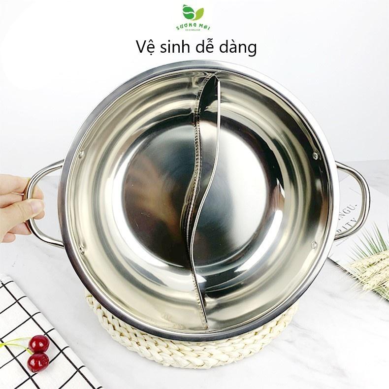 Nồi Lẩu 2 Ngăn Inox 304