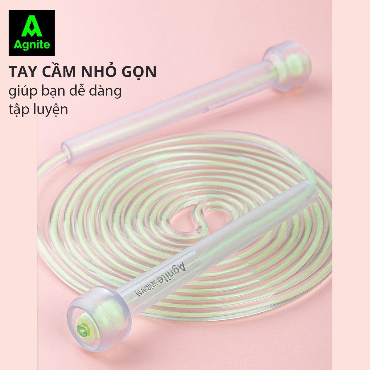 Dây nhảy tập thể dục Trong suốt Agnite chính hãng - Lõi nhựa PVC cao cấp - Dài 2.8m - Màu Hồng/Xanh dương/Xanh lá - F4122