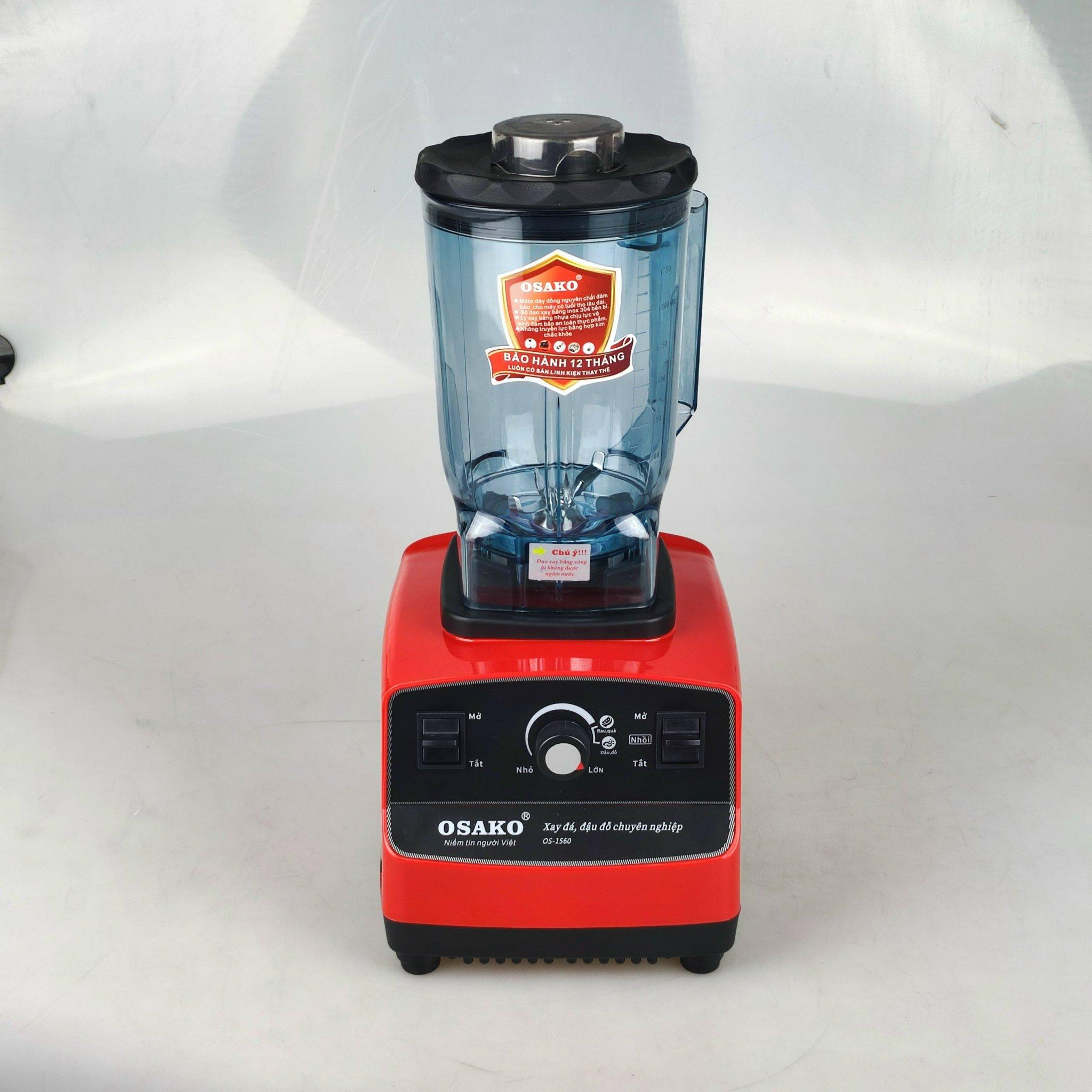 Máy xay sinh tố công nghiệp Osako Os.1560, cối 2lit, có chức năng rau quả và xay đậu đỗ hạt khô, màu đỏ-hàng chính hãng