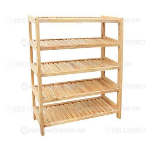 Kệ Giày Dép Gỗ Tự Nhiên 5 Tầng Rộng 60cm