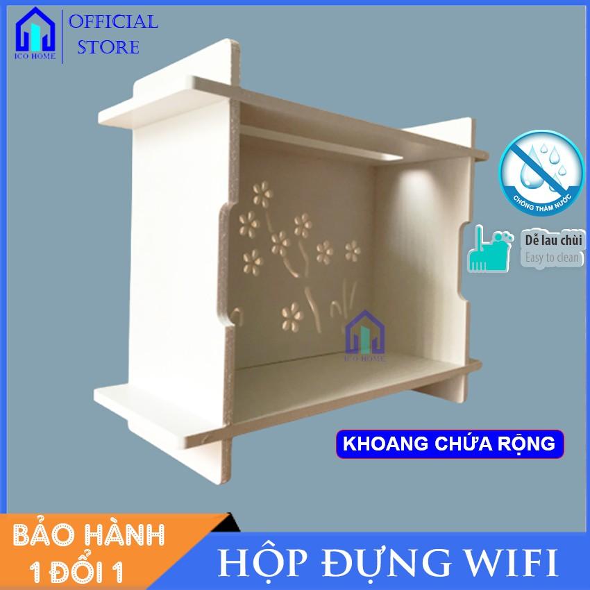 Hộp đựng wifi treo tường KHÔNG CẦN KHOAN hình hoa mai kiểu mới nhỏ gọn giá rẻ - ICO HOME