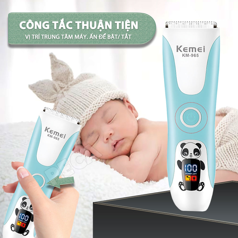 Tông đơ cắt tóc trẻ em Kemei KM-965 có thể cắt tóc, chấn viền cạo tóc dùng được cho trẻ sơ sinh - Hàng chính hãng