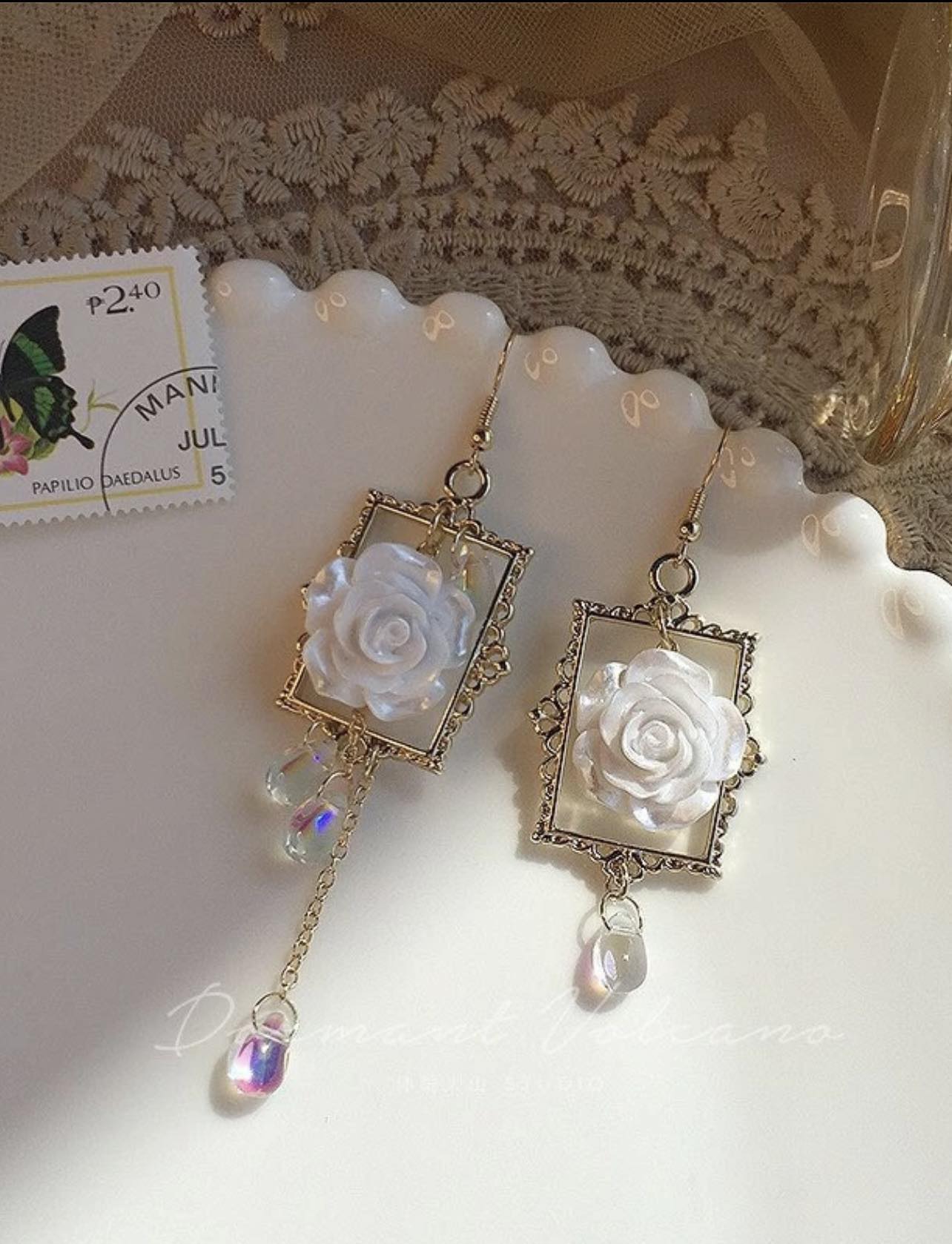 Khuyên tai thời trang nữ Hình hoa Rose Hàn Quốc