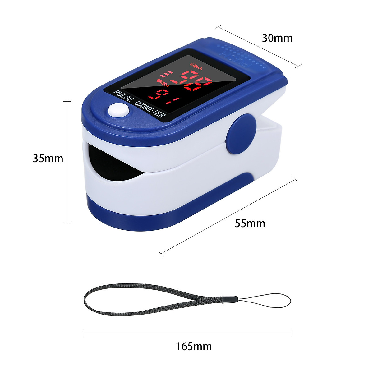 Máy đo nồng độ oxy, SpO2, nhịp tim, độ bão hòa bằng xung đầu ngón tay với màn hình LED Fingertip Clip Pulse Oximeter L-ED Display Mini SpO2 Monitor Oxygen