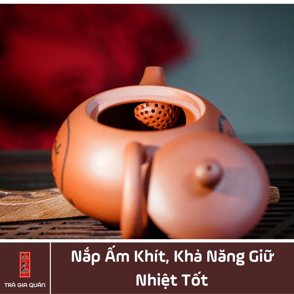 Ấm Uống Trà Độc, Song Ẩm YOU DRINK TEA Gốm Tử Sa Bát Tràng Đỏ Son Trà Gia Quán Họa Tiết Trơn Ánh Kim Sa