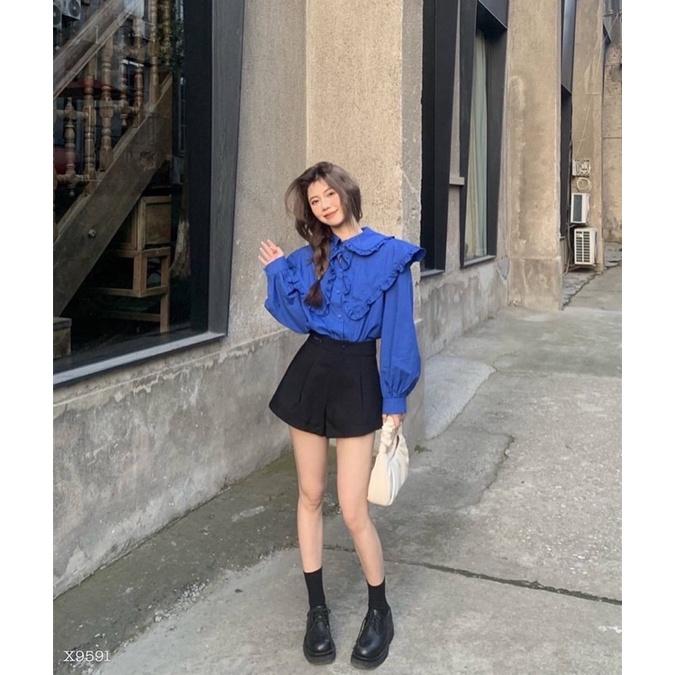 SET ÁO SƠ MI CỔ BÈO KÈM SHORT