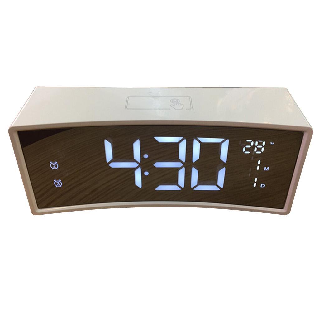 Multifunctional Arc-shaped LED Screen Electronic Digital Alarm Clock White