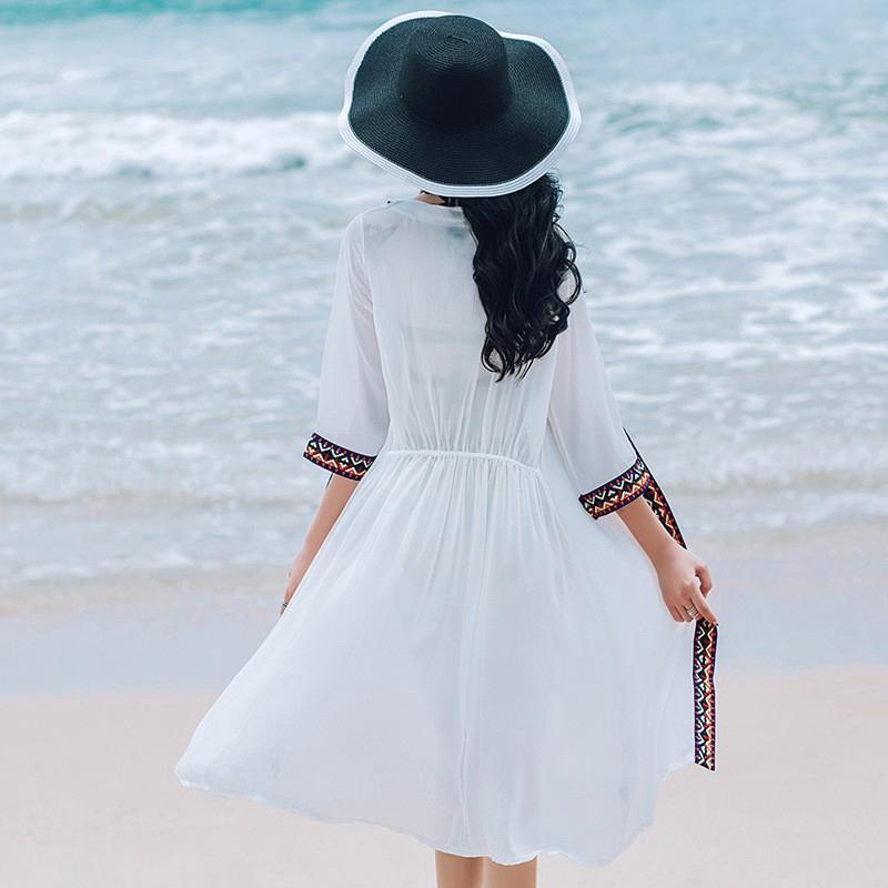 Áo khoác cardigan mỏng họa tiết hoa thời trang đi biển cho nữ