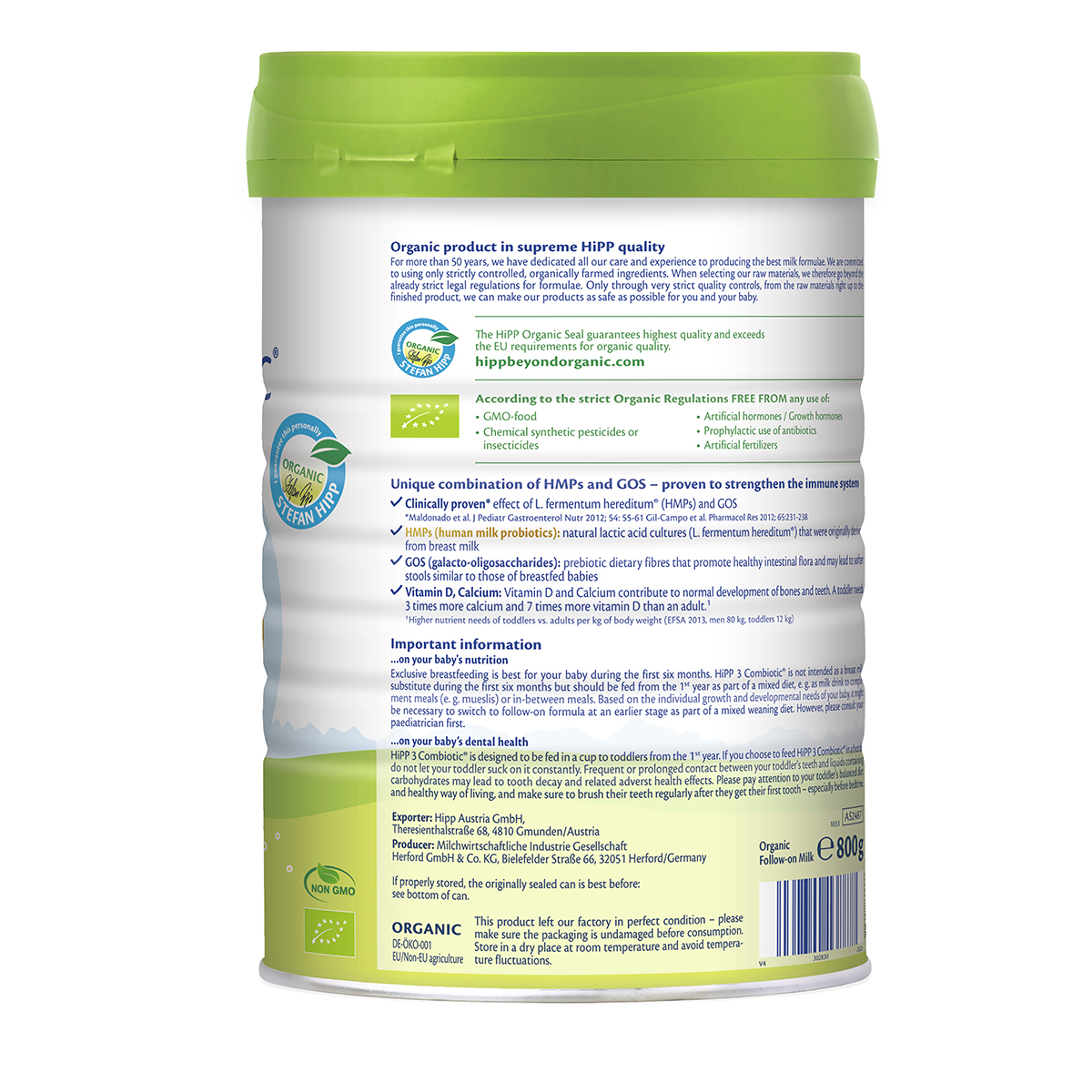 Sữa bột công thức HiPP 3 Organic Combiotic 800g cho bé từ 1 tuổi