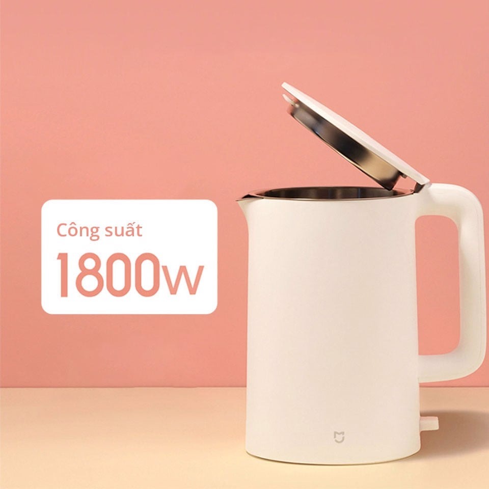 Ấm đun nước siêu tốc Xiaomi Mijia 1.5L chất liệu 2 lớp cao cấp - Bình đun nước thép không gỉ - Hàng chính hãng