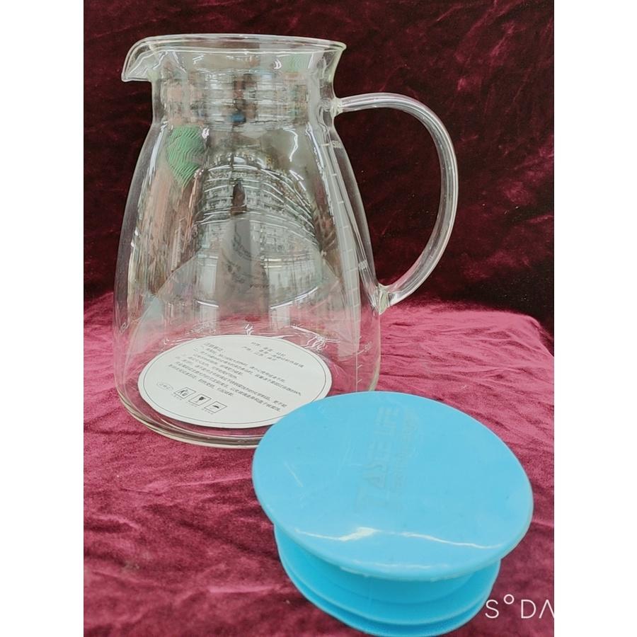 Bình đựng nước uống thủy tinh chịu nhiệt cao cấp lên tới 400 độ C nắp nhiều màu