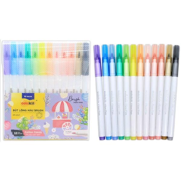 Vỉ 12 Bút Lông Màu Đầu Brush - Cotton Candy - Colokit FP-C017
