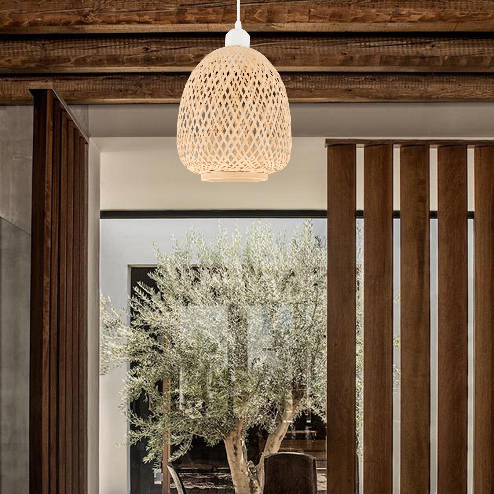 -Woven Pendant Light Fixture Hanging Light for Teahouse Farmhouse