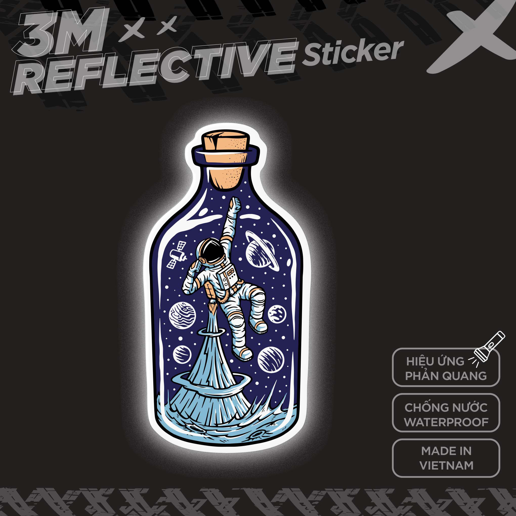 ASTRONAUT IN A BOTTLE 3M - Reflective Sticker Die-cut Hình phản quang thương hiệu STICKER FACTORY