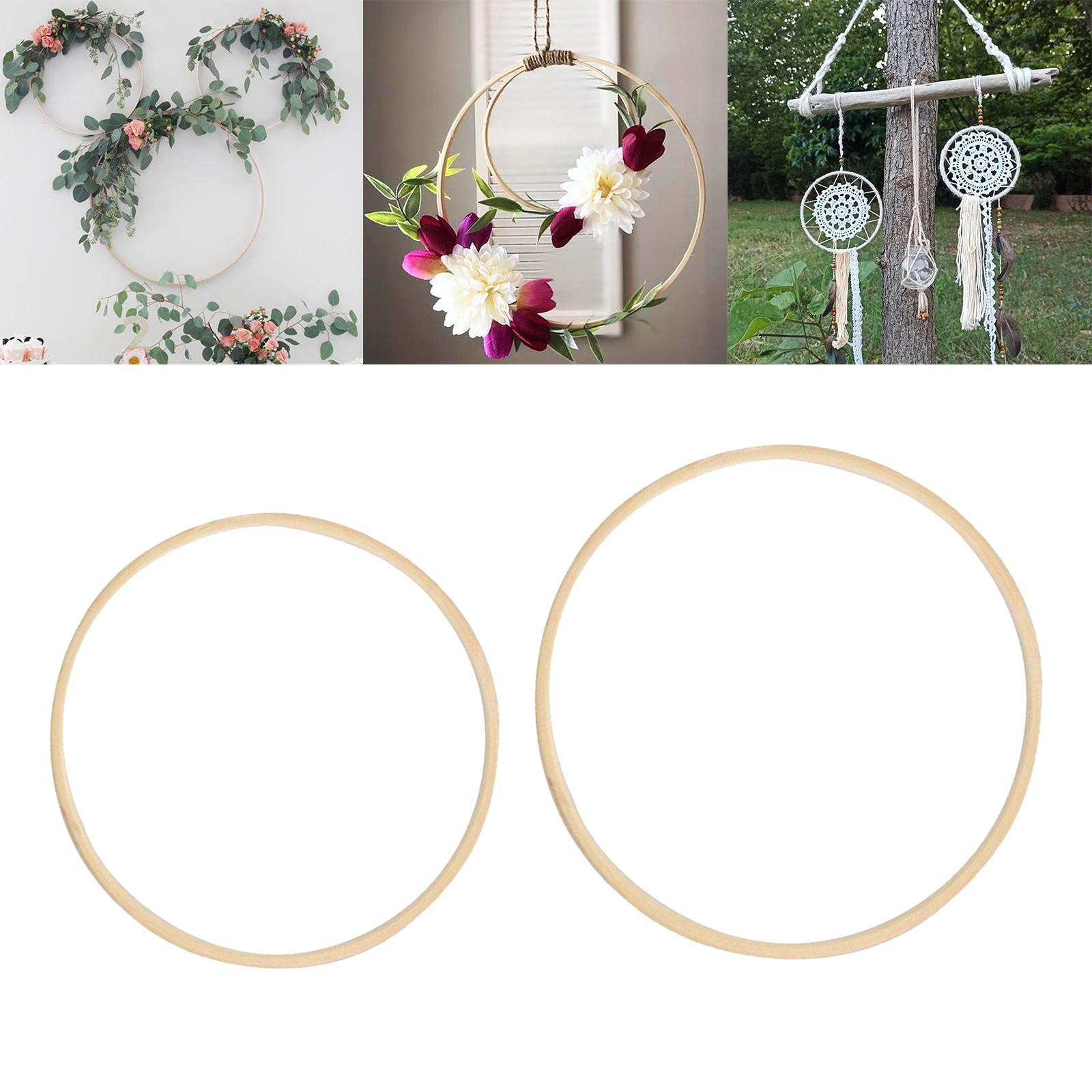 2Pcs Embroidery Hoops Bamboo Macrame Ring for DIY Wedding Home