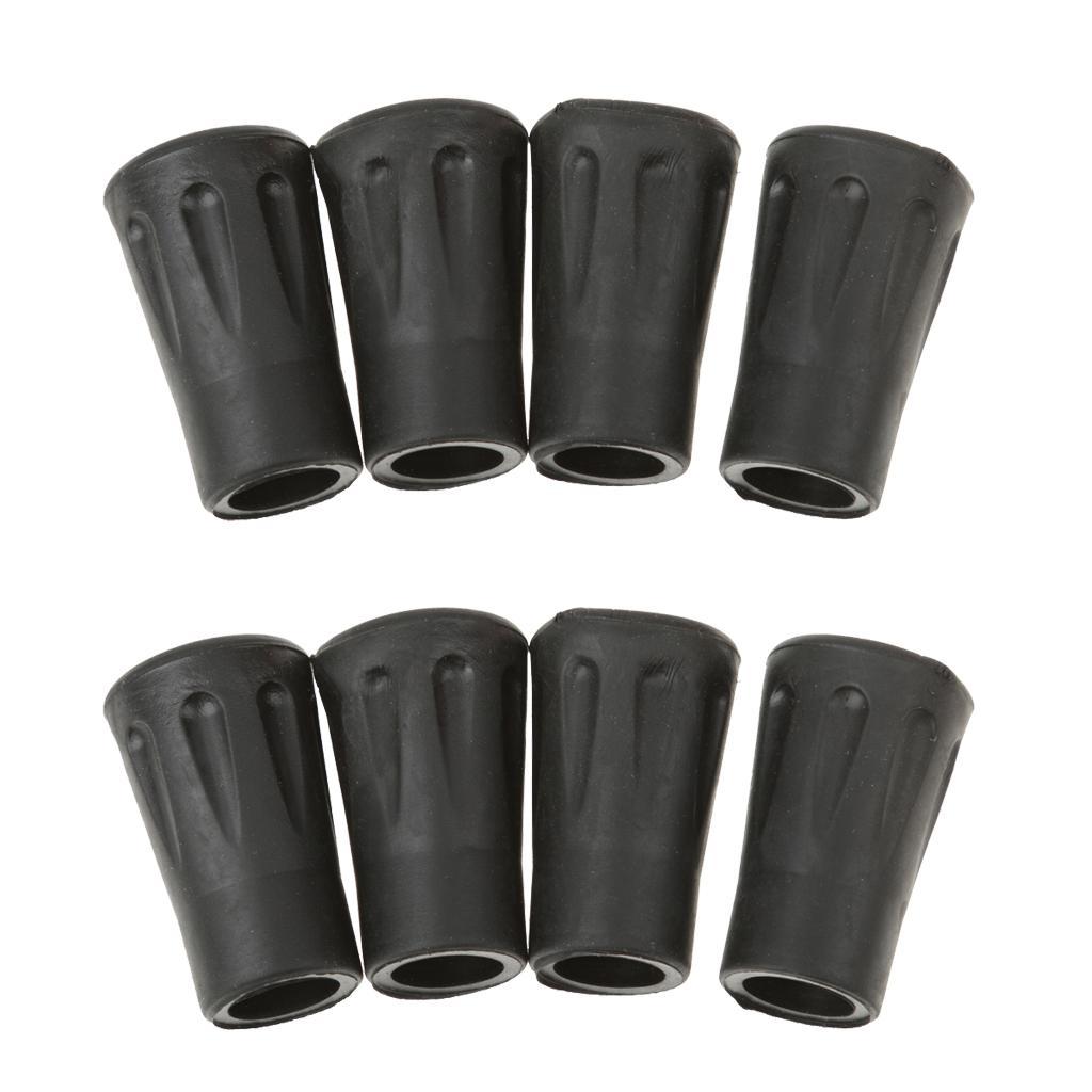 8pcs Replacement Rubber Tips Feet Black Rubber Trekking Hiking Pole End Caps