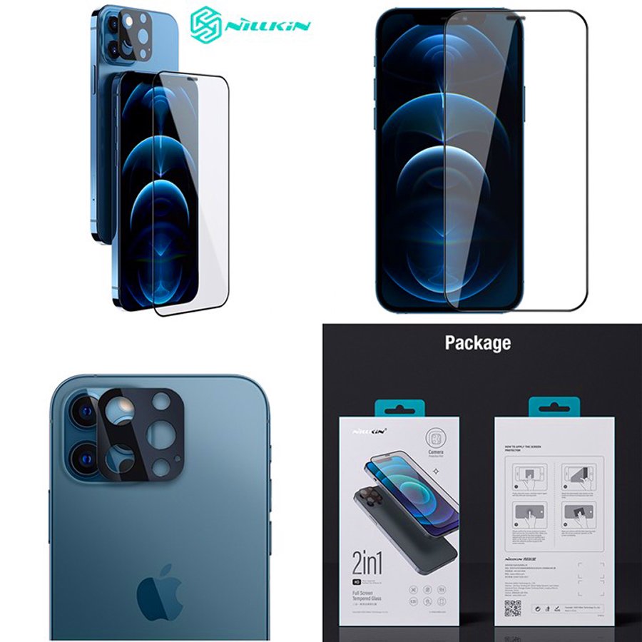 Combo kính cường lực thương hiệu Nillkin và kính camera HD 2in1 cho Iphone 12/12 Pro (6.1) - 12 Pro Max (6.7) - Hàng Chính Hãng