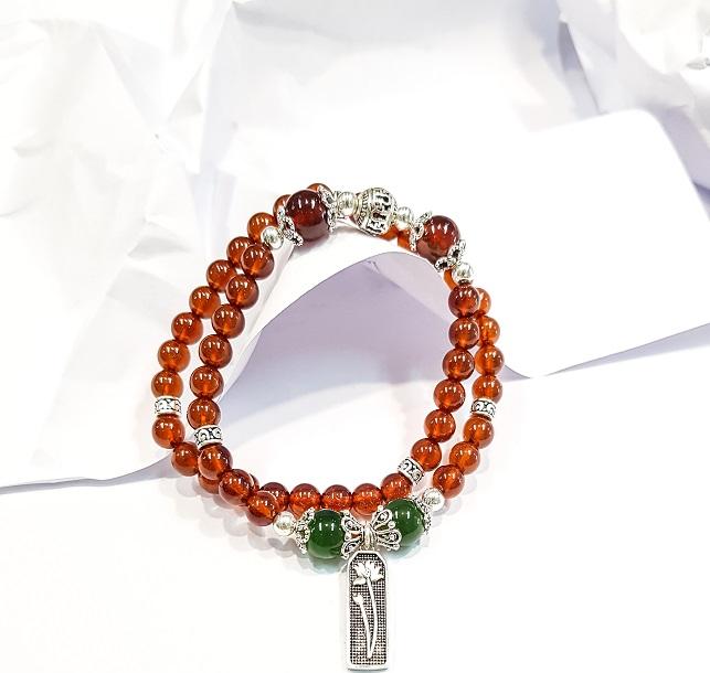 Vòng tay mệnh Hỏa , Thổ đá Garnet , đá Ngọc phật , charm Cây Sen