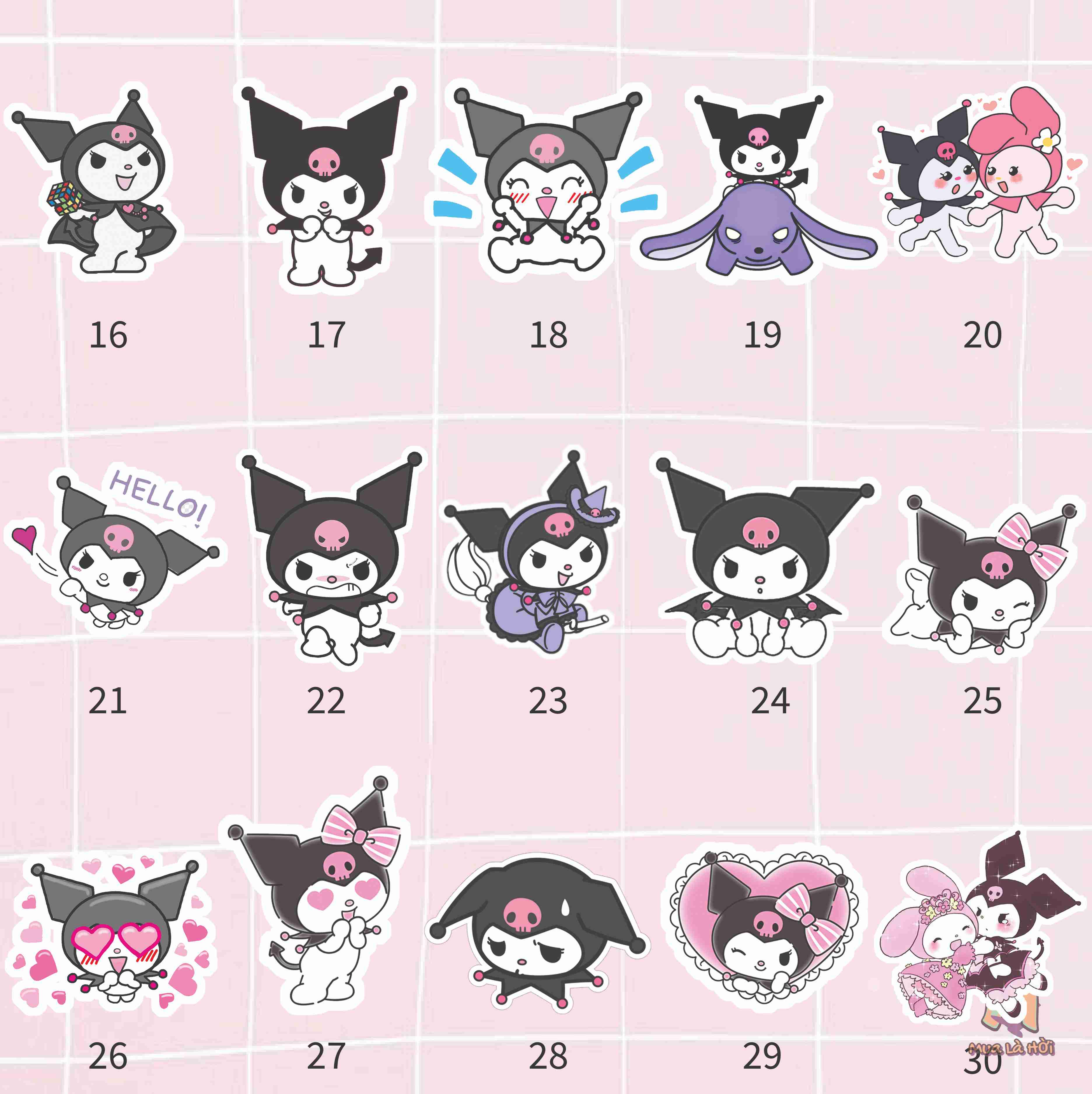 Miếng dán Stickers chủ đề Kuromi