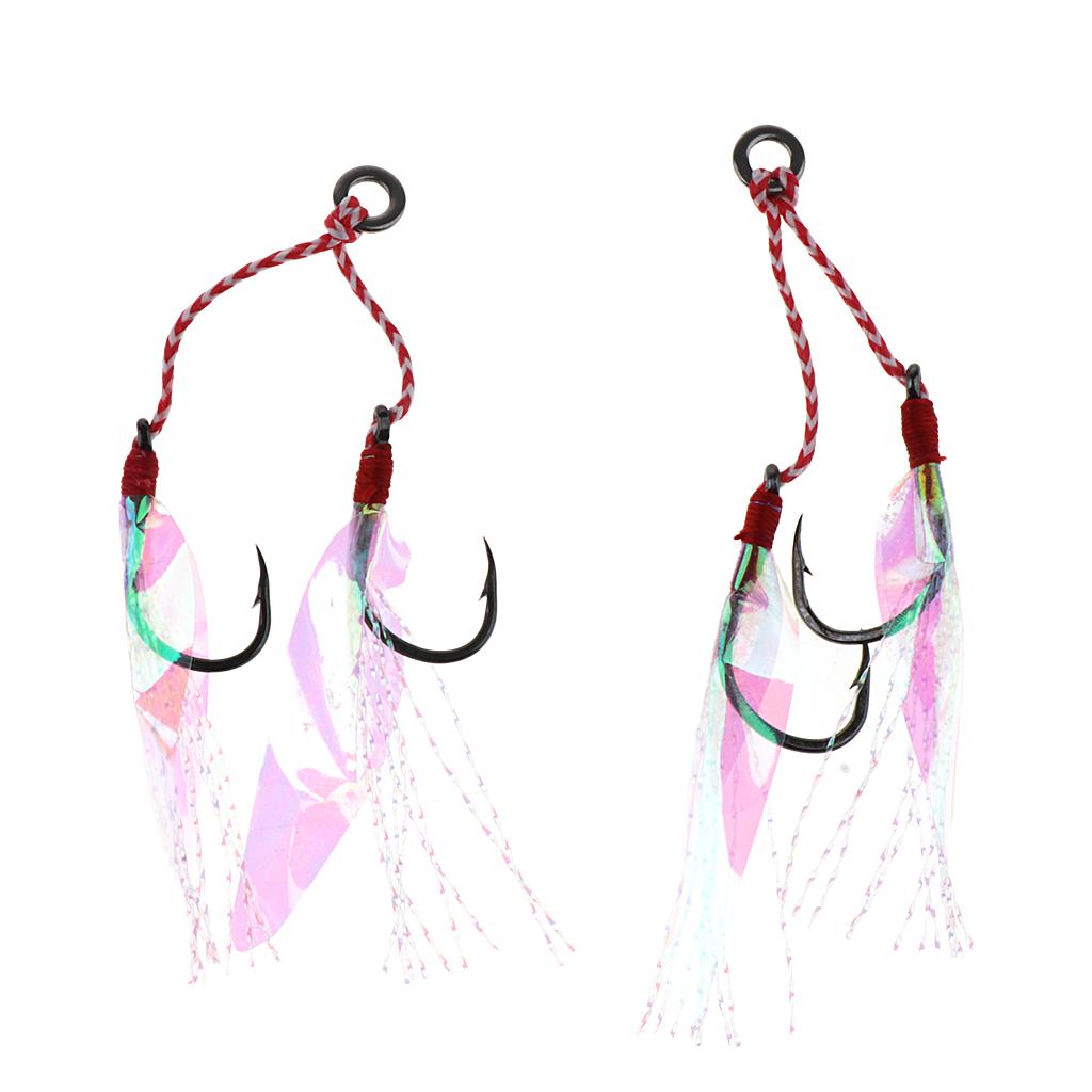2Pcs Fishing Assist Hooks Carbon Steel Jigging Assist Fishing Hooks 10