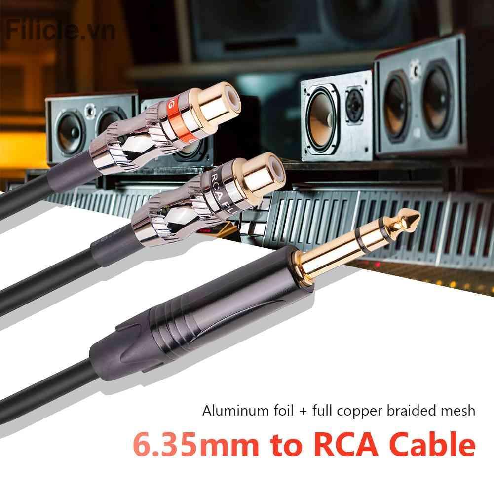 Cáp Chia Audio 6.35mm ĐầU CắM Sang Lỗ CắM 2RCA Mạ VàNg 24k