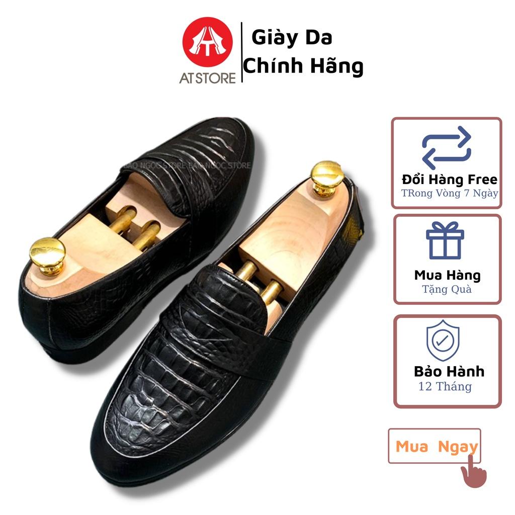Giày lười da nam - Giày da nam công sở dập vân cá sấu - Đế cao su non cao 3cm, Mã v56, Hàng Việt