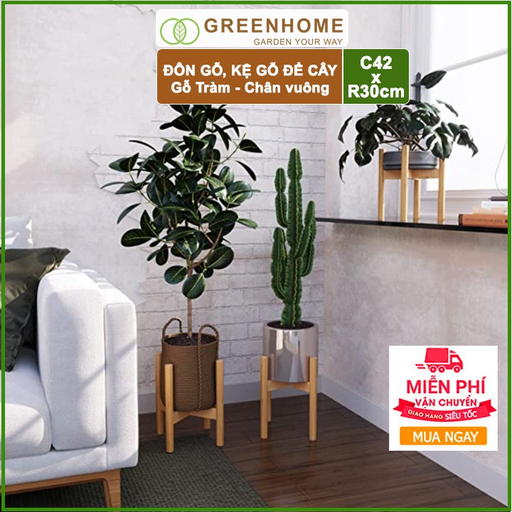 Đôn Kê Chậu Cây Greenhome, C42xR30cm, Đôn Gỗ Tràm Bền Cứng, Lắp Đặt Dễ Dàng, Tăng Tính Thẩm Mỹ Chậu Cây Cảnh