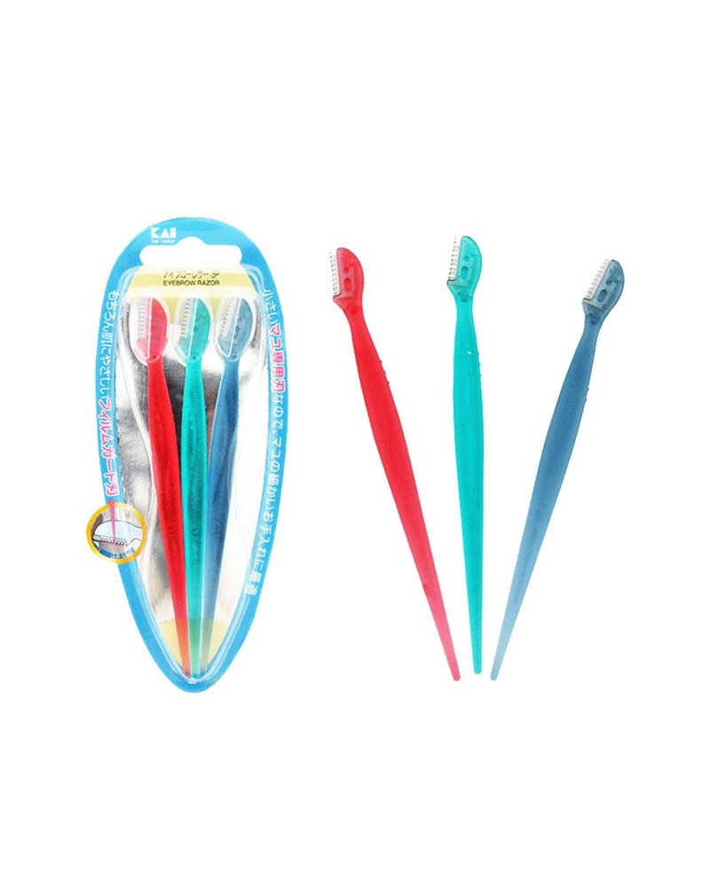 Dao Cạo Lông Mày Cán Dài Dành Cho Nữ Kai Eyebrow Razor EBR-3P (Set 3 Cây) - 08757