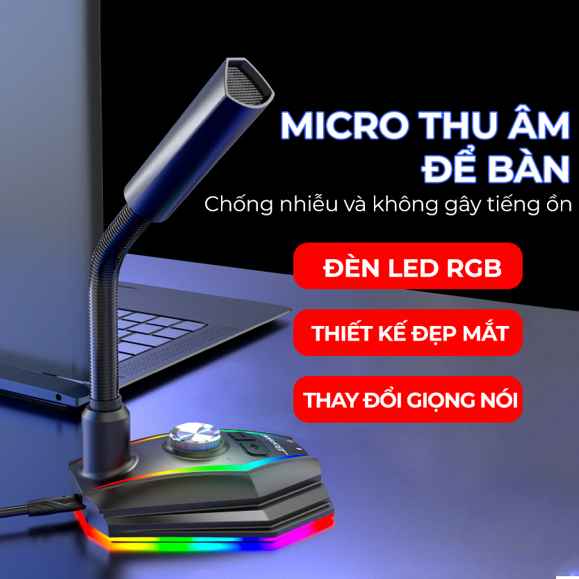 Micro thu âm để bàn có dây usb, micro giảm tiếng ồn- D1434