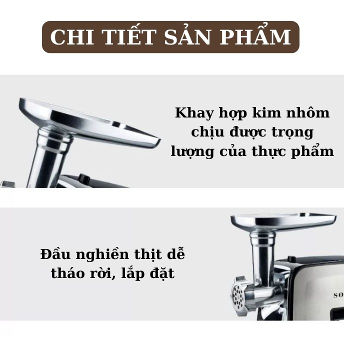 Máy xay nhồi thịt đa năng SOKANY SK-090, công suất 3200W, vừa xay thịt, vừa đùn thịt, nhồi lạp xưởng, xúc xích tại nhà - HÀNG CHÍNH HÃNG - DELIYA