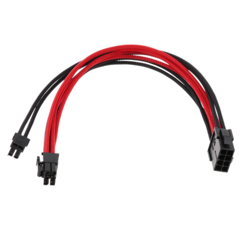 PCI-E 8-Pin Cable Extension 11.81in/30cm Sleeved Black & Red