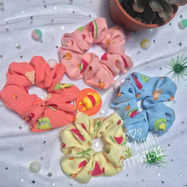 Cột tóc vải Scrunchies trái cây